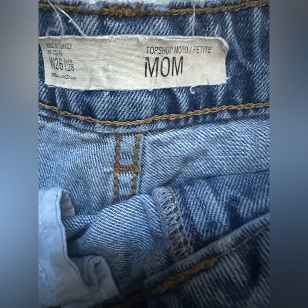 Topshop Ripped Blue Jean Shorts - Picture 3 of 3